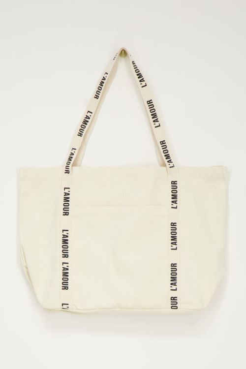 Beige shopper linnen l'amour