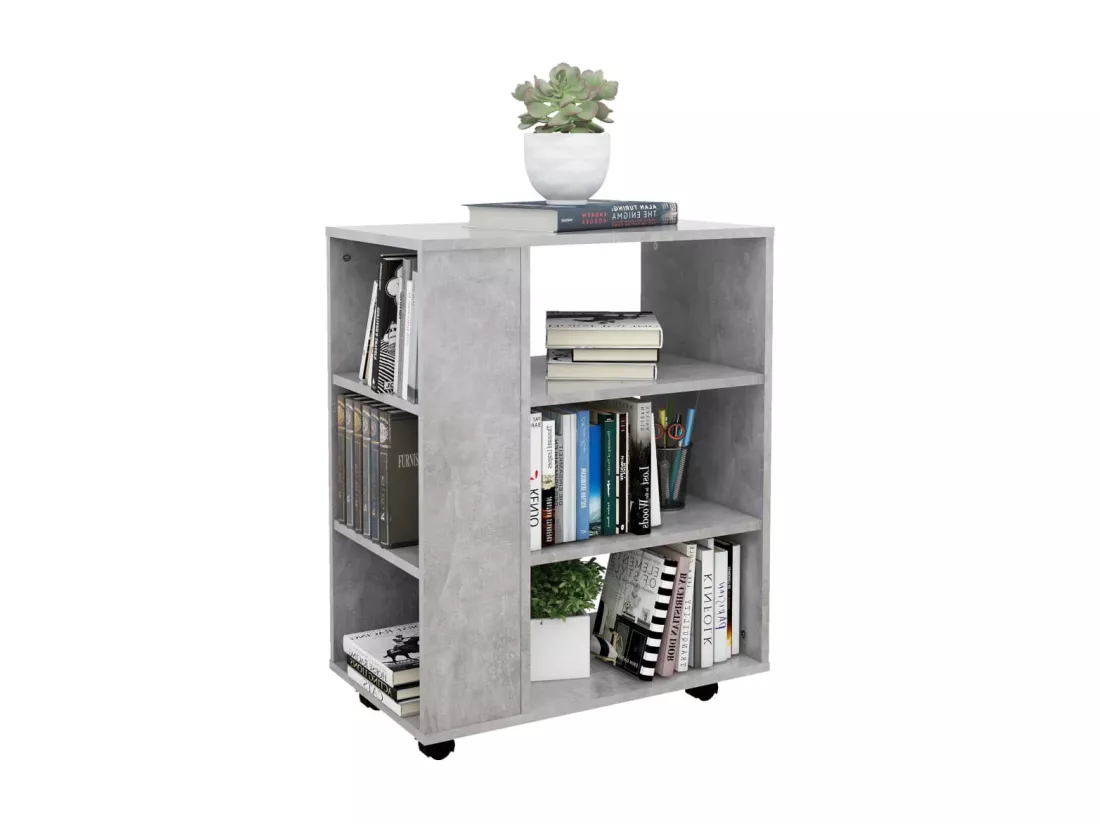 Armoire à roulettes Gris béton 60x35x75 cm Bois d’ingénierie