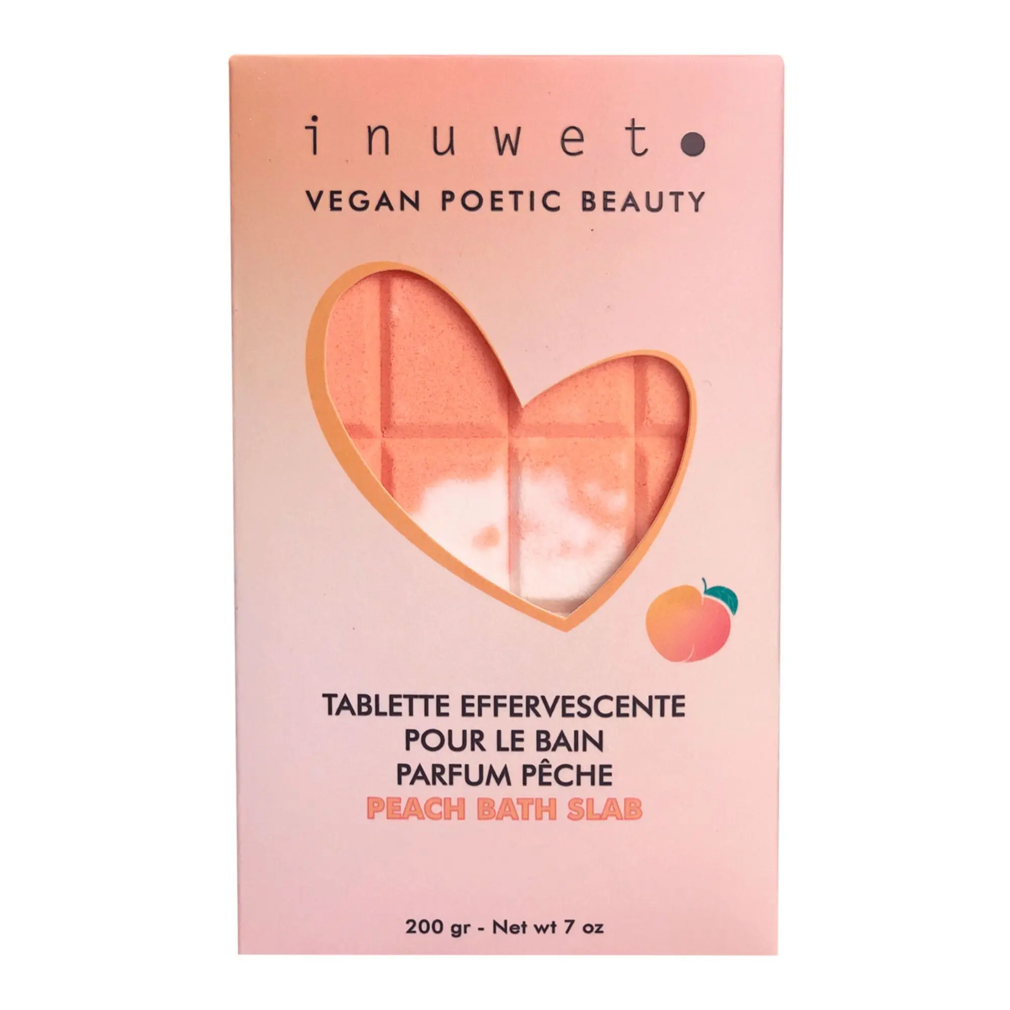 Inuwet - Tablette de Bain Effervescente Pêche 200g - Sels, perles et cubes de bain