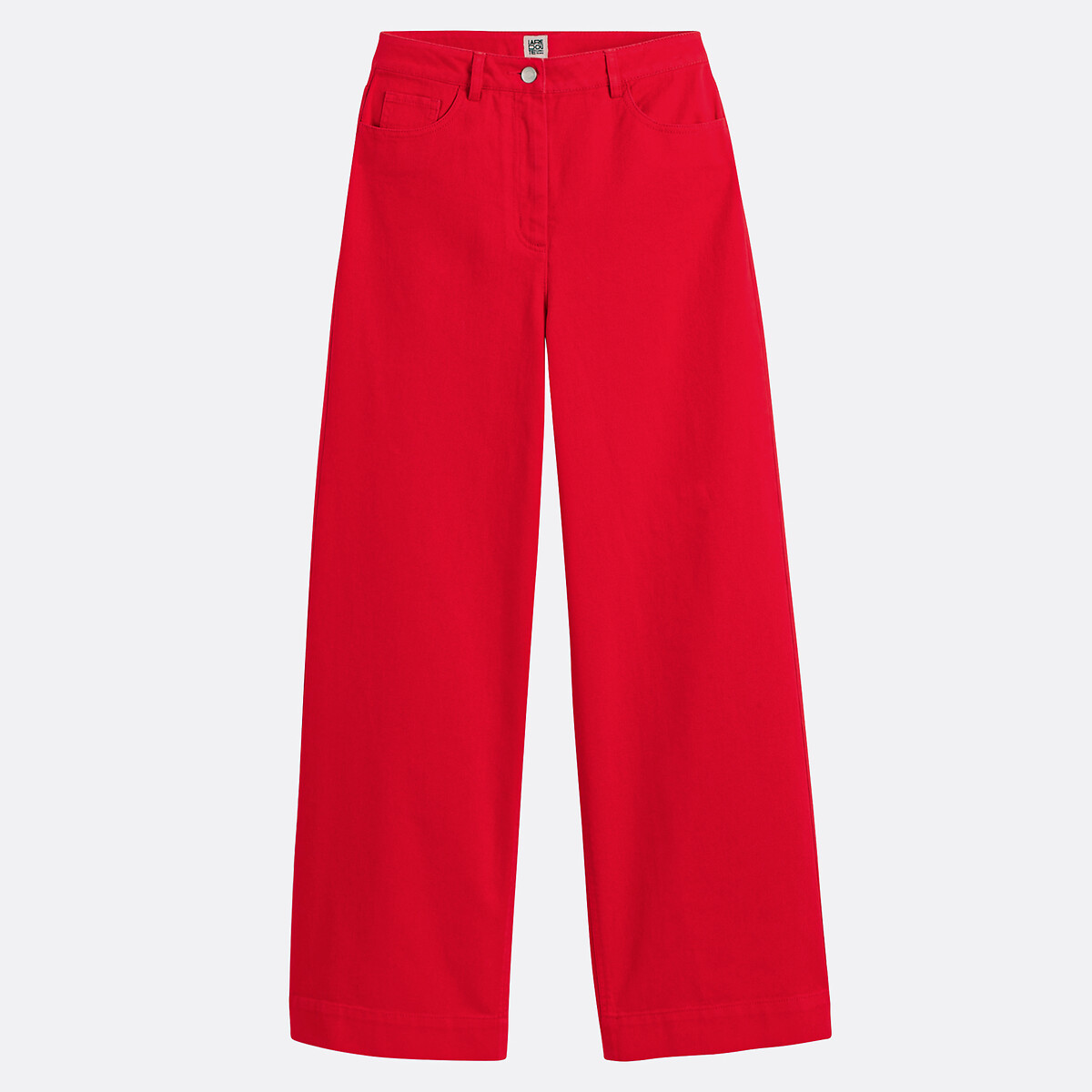 COLEÇÃO LA REDOUTE<br>Calças de sarja de algodão de cintura alta e pernas largas