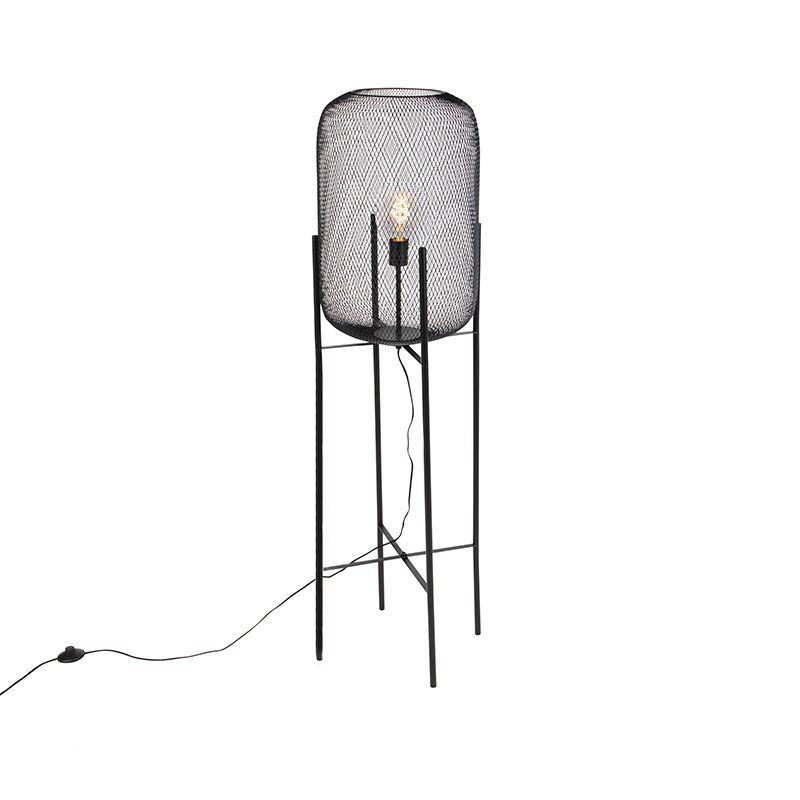 Moderne vloerlamp zwart 135cm - Bliss Mesh