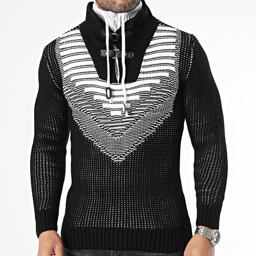 Pull Col Amplified Noir Blanc