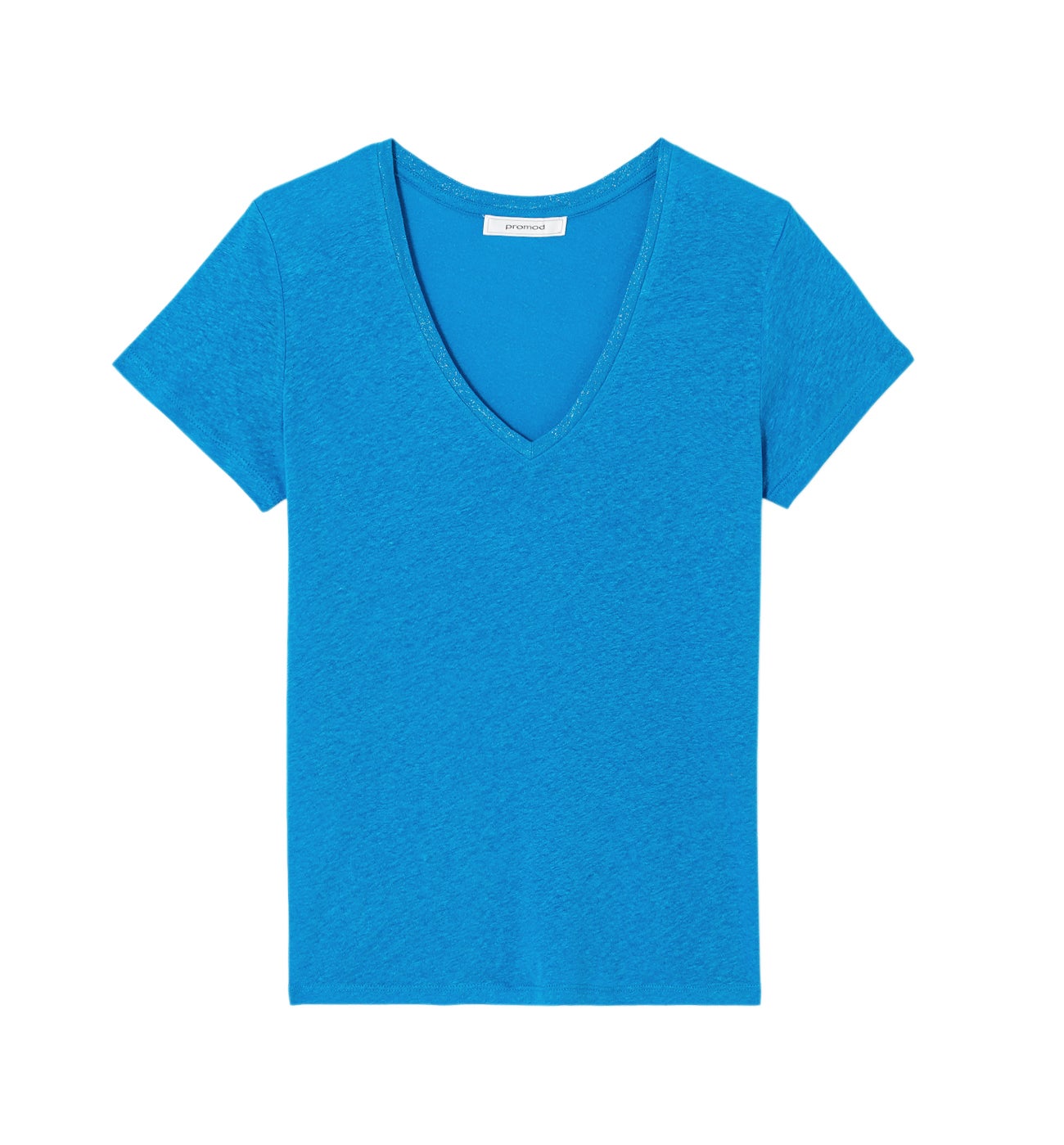 T-shirt col V Femme - Bleu Cobalt