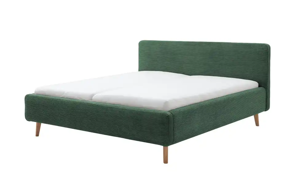 Polsterbettgestell Mattis Dunkelgrün Cordstoff 140 cm ohne Bettkasten