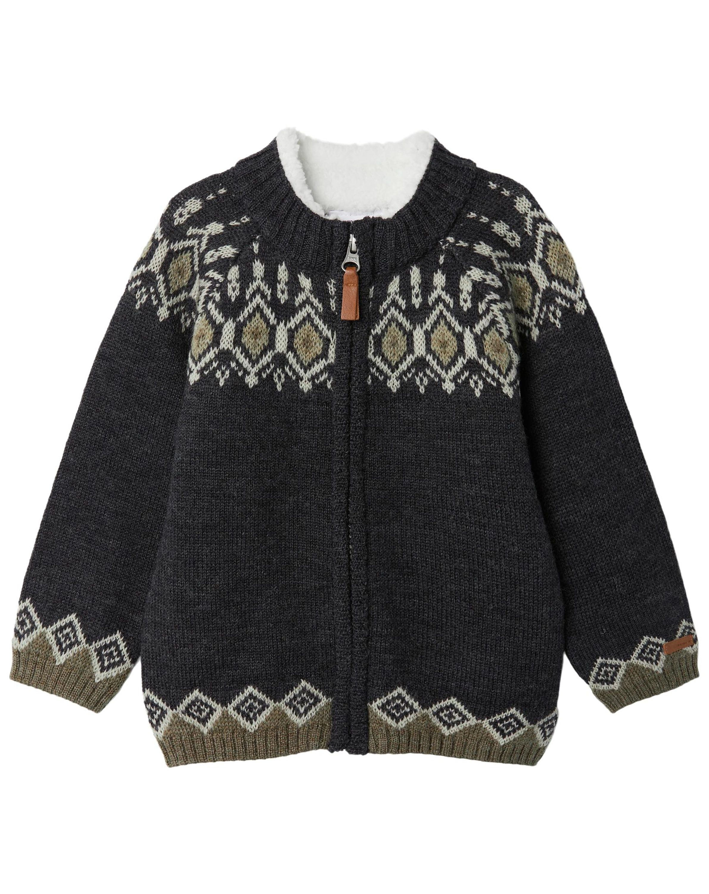 Woll-Cardigan NMFWRISS in blue graphite