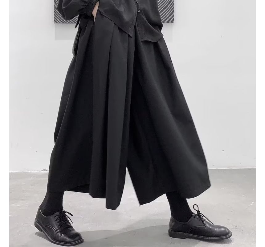 Acrius - Hoge taille effen cropped wijde broek
