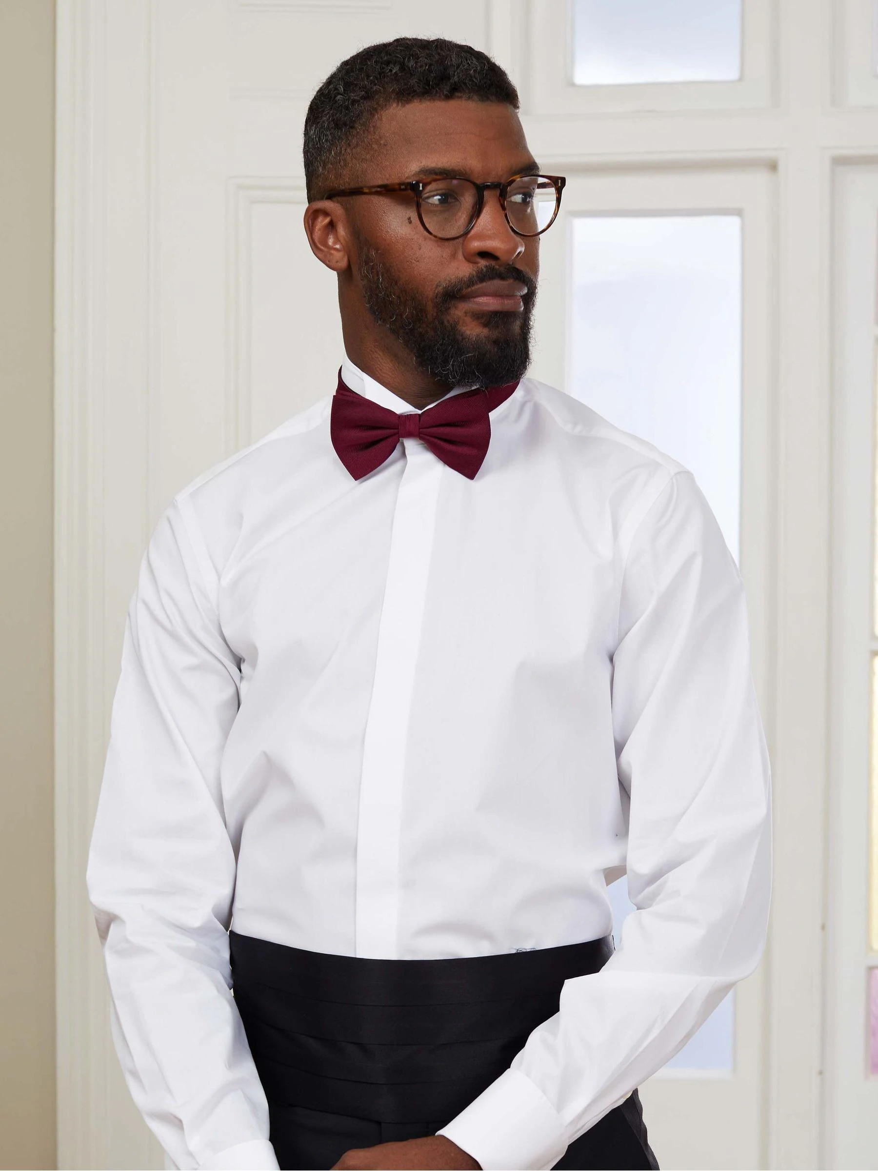 Savile Row Company Slim Fit Cotton White Wing Collar Double Cuff Formal Dress Shirt