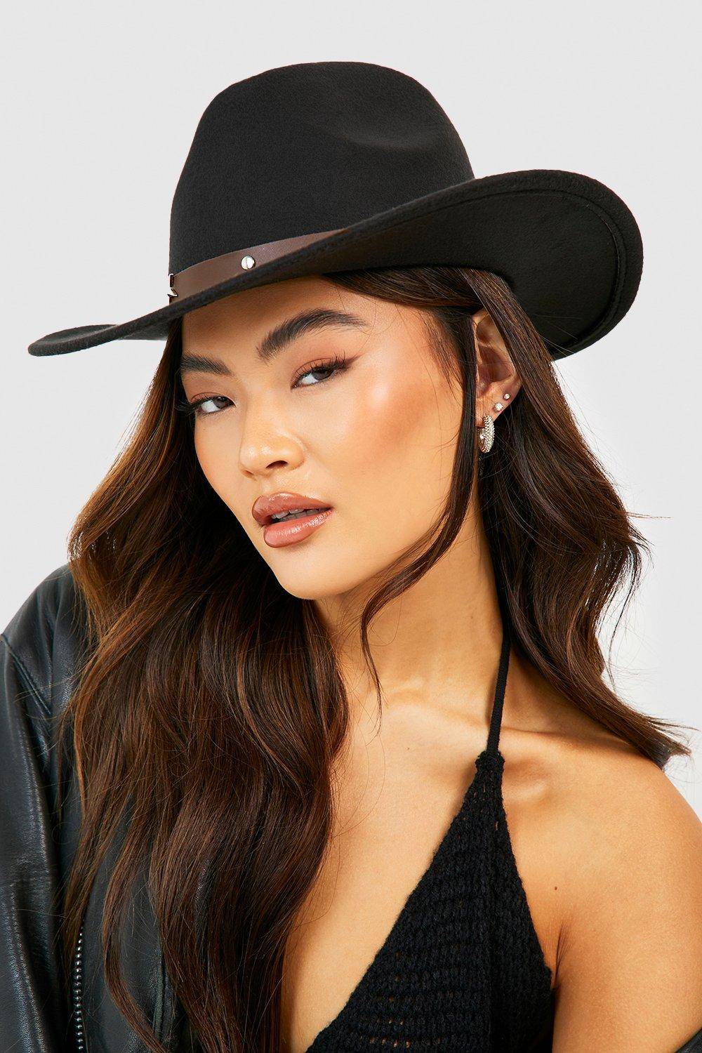 boohoo Chapeau De Cowboy Western Noir Orné De Clous Étoilés