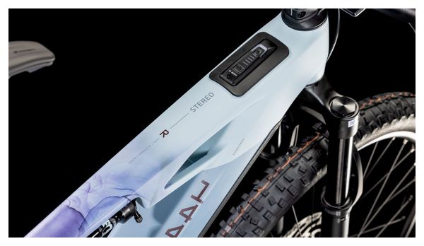 VTT Électrique Tout-Suspendu Cube Stereo Hybrid One44 HPC Race 800 Shimano Deore XT 12V 800 Wh 29'' Bleu Pigeon Art 2025