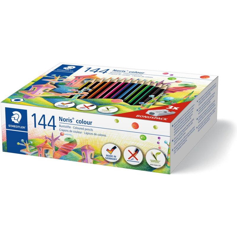 Crayon wopex staedtler noris colour 185 ultra-résistant coloris assortis coffret école 144 unités