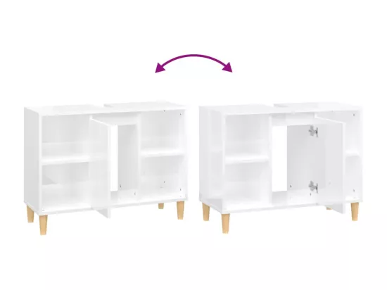 Meuble d'évier blanc brillant 80x33x60 cm bois d'ingénierie