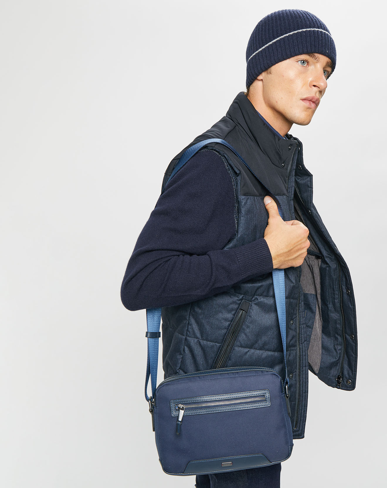Hackett London Sac Besace bleu moyen - 27x19x7 cm