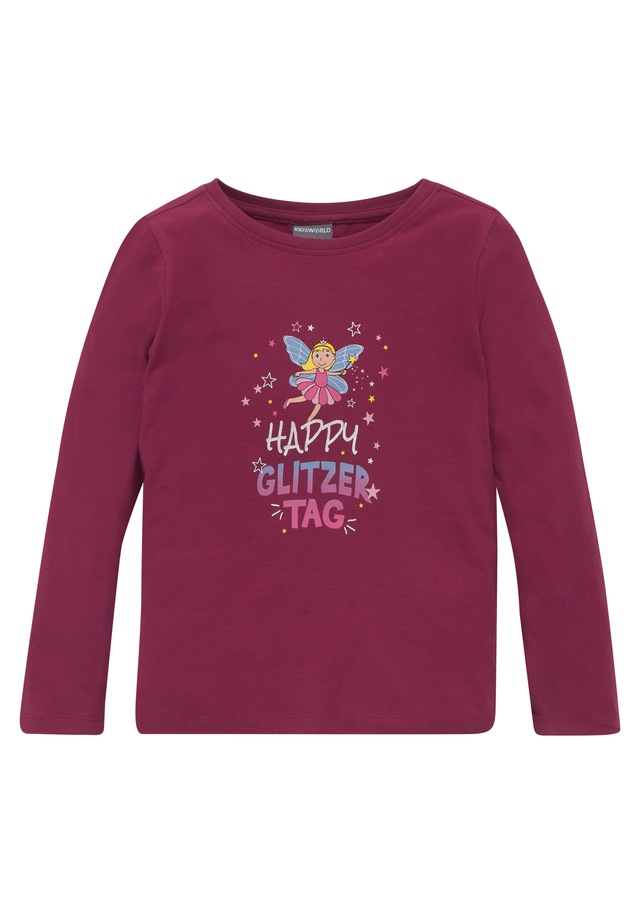 KIDSWORLD Langarmshirt »Mit Spruch: Happy Glitzer Tag« Langarm,  hüftlange Passform,  Rundhalsausschnitt