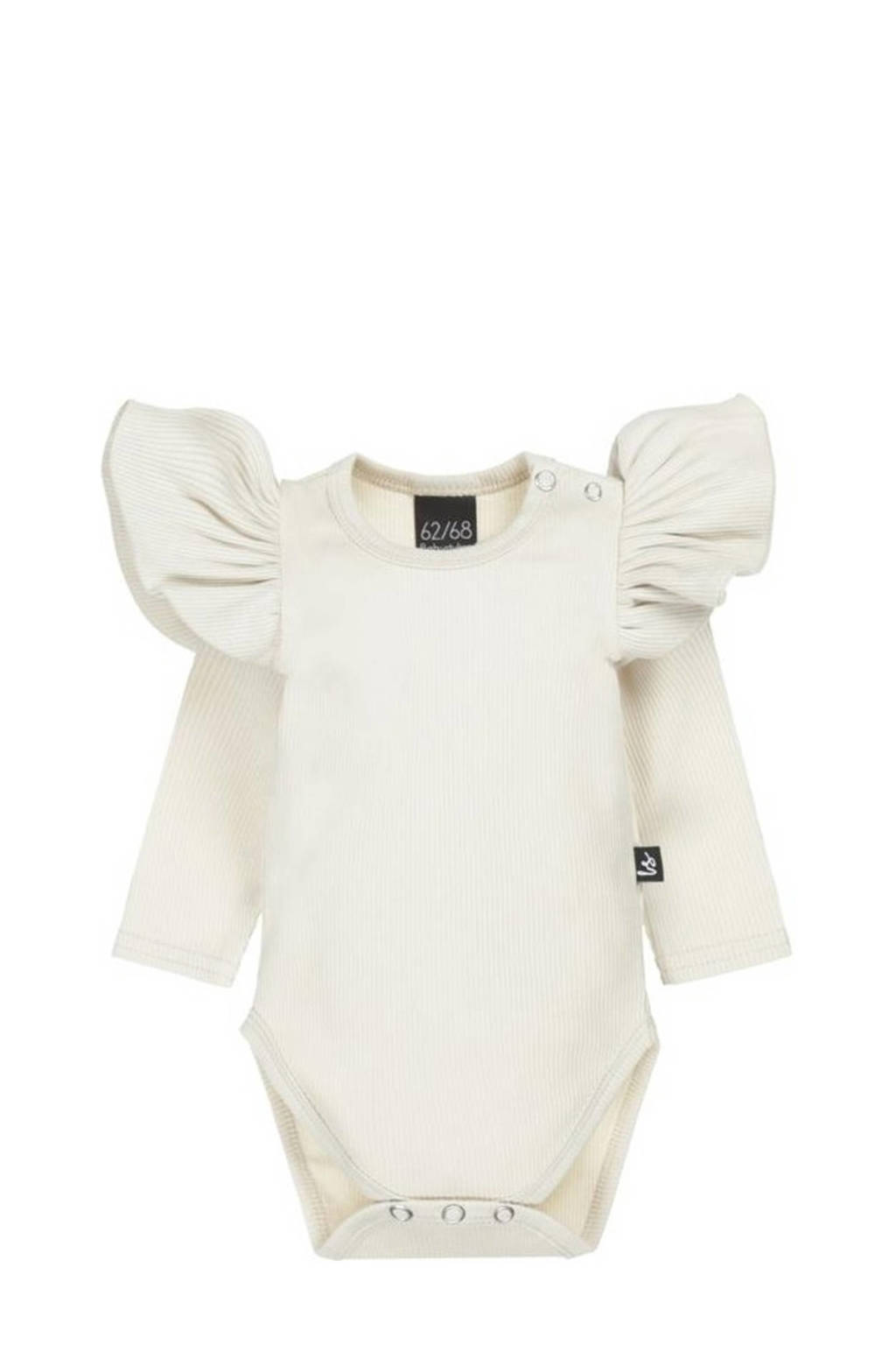 Babystyling romper met ruches sand