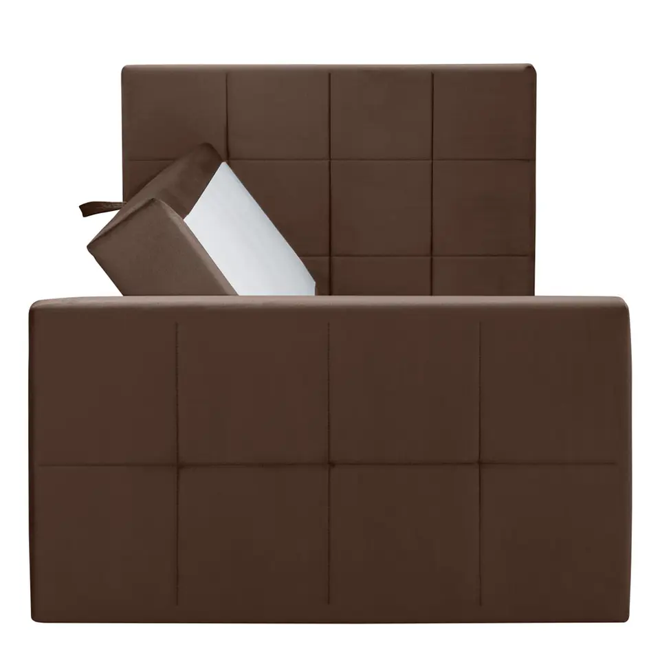 Boxspring met opbergruimte en voetbord Liv geblokt - bruin - 120x200cm