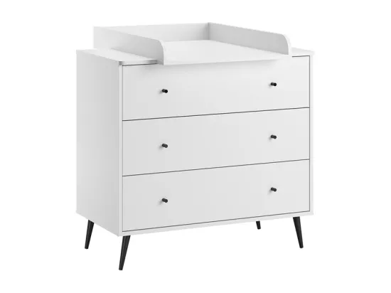 Chambre complète lit évolutif 70x140 commode à langer et armoire 2 portes Blanca Blanc