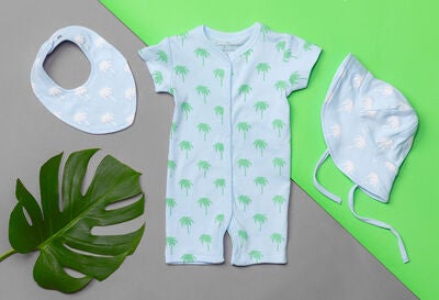 Tiny Treasure Summer Jumpsuit 2-Pack, Blue/Palm