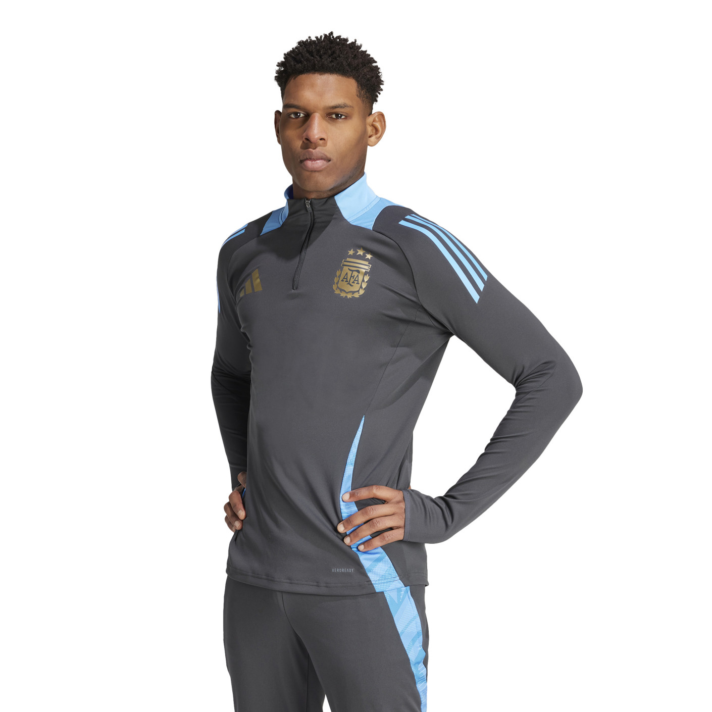 adidas Argentinië Trainingspak 1/4-Zip 2024-2026 Donkergrijs Lichtblauw Goud