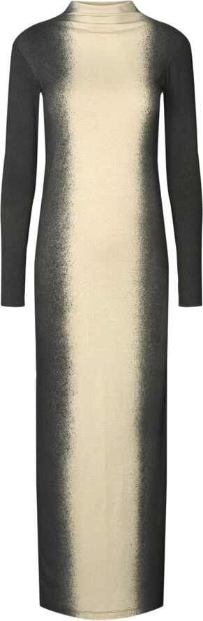 Rabens Saloner Graffiti long jersey dress - Lykka Bone black combo