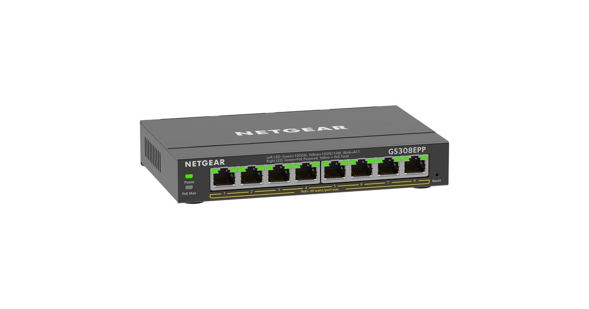 NetgearGS308EPP switch  (Zwart)