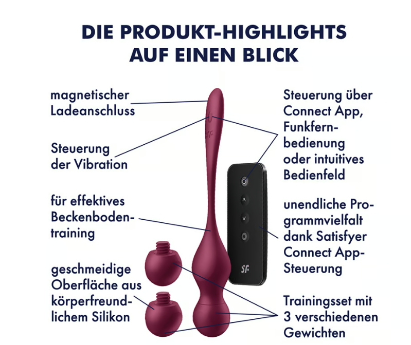 Love Birds Vary Beckenboden Vibrator mit App Steuerung   Bluetooth inkl. Fernbedienung (4061504002989) - Rot
