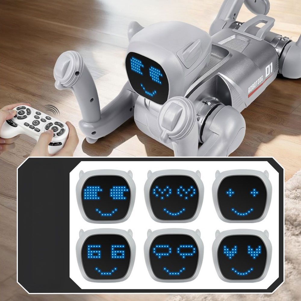 (31x24cm) Ferngesteuerter 2.4GHz Roboter Hund Kinder RC Spielzeug mit 360° Drehung / Sound Effekten / App Steuerung (Batteriebetrieben) - Rosa
