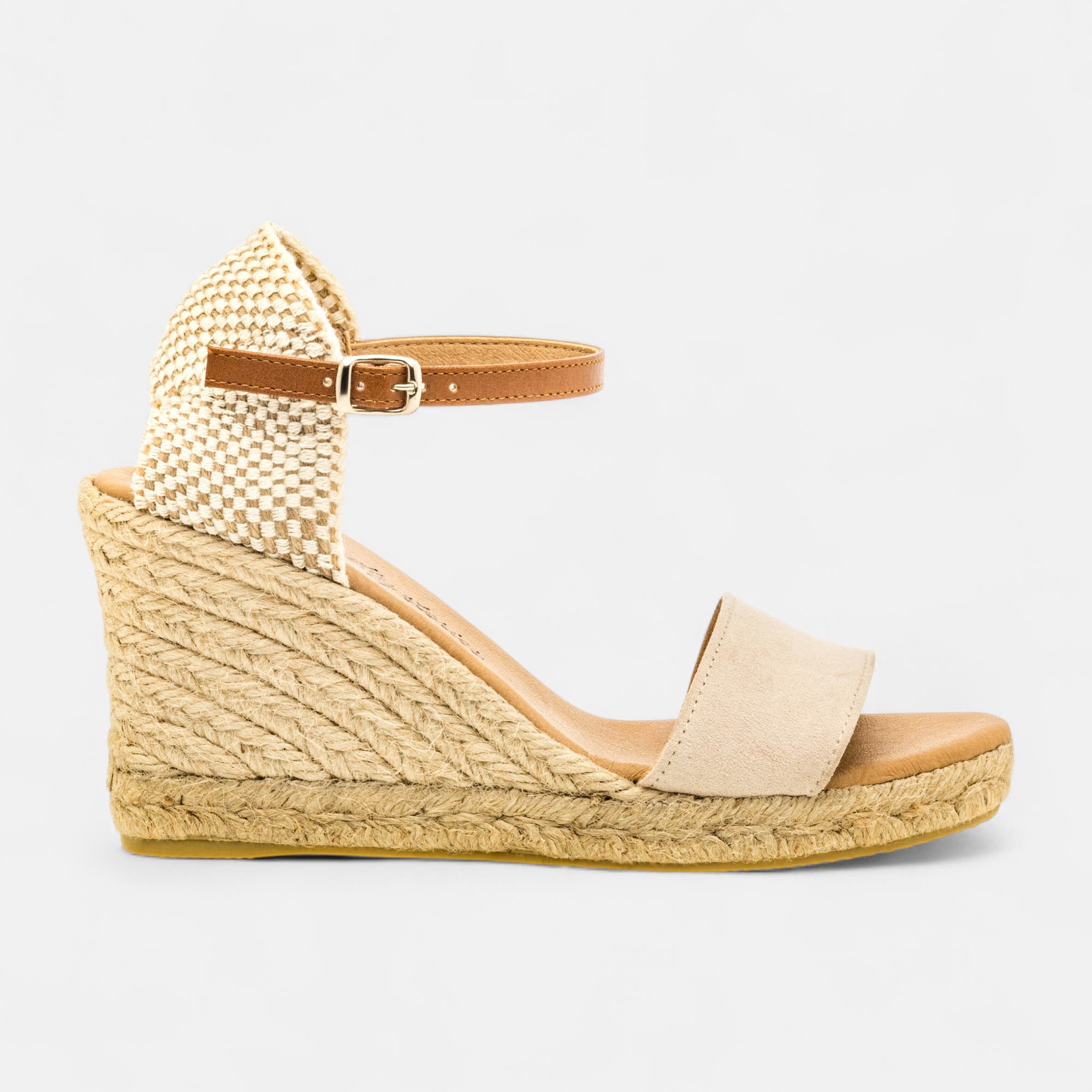 Espadrilles à talon compensé Femme beige
