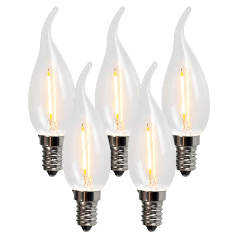 Set van 5 E14 LED filament kaarslampen BXS35 1W 100LM 2200K