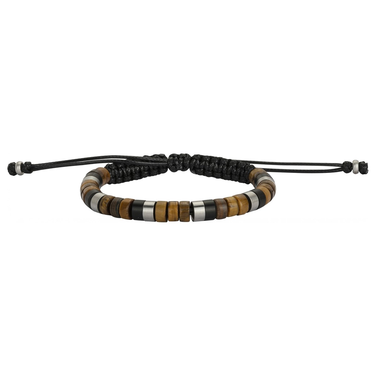 Bracelet souple Edgar en Acier 316L avec oeil de tigre synthétique marron