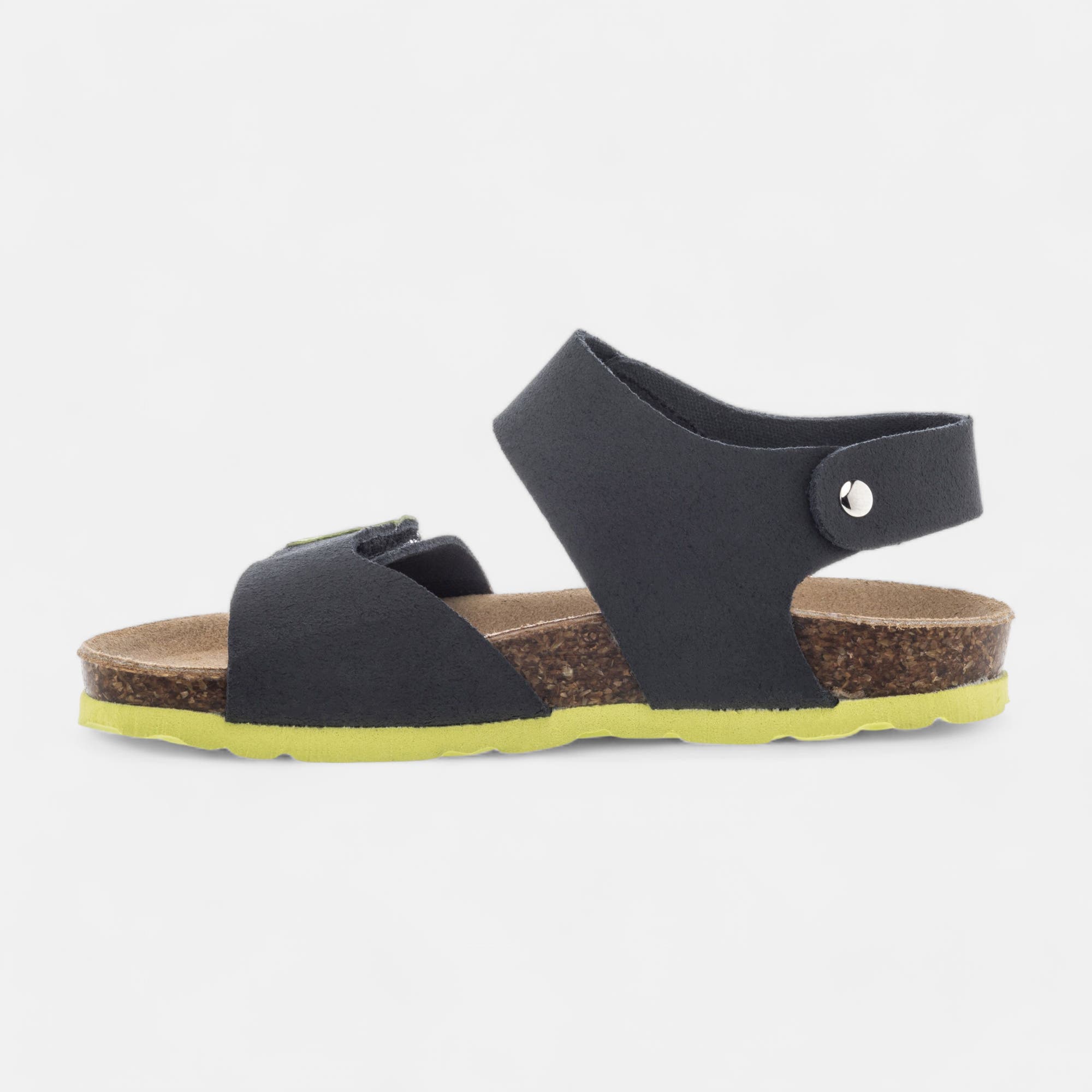 Mules semelle liège Garçon en cuir bleu marine