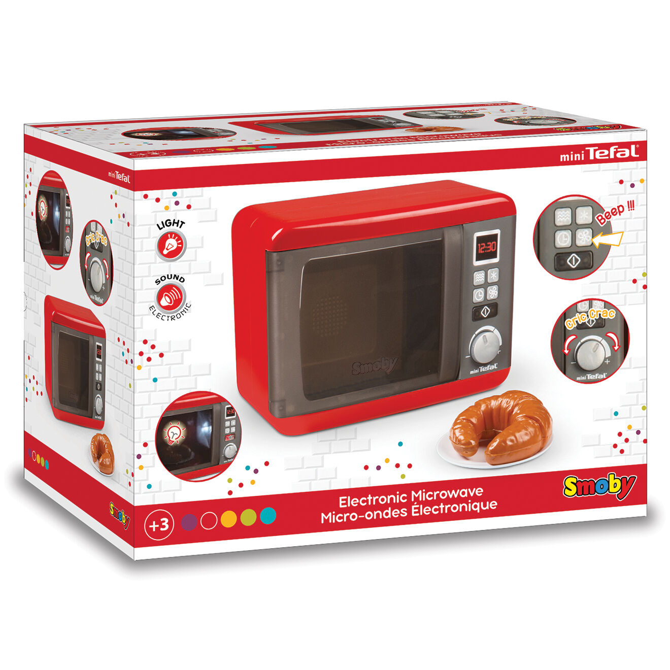 Smoby Micro-ondes électronique Téfal rouge - 48x44x57 cm
