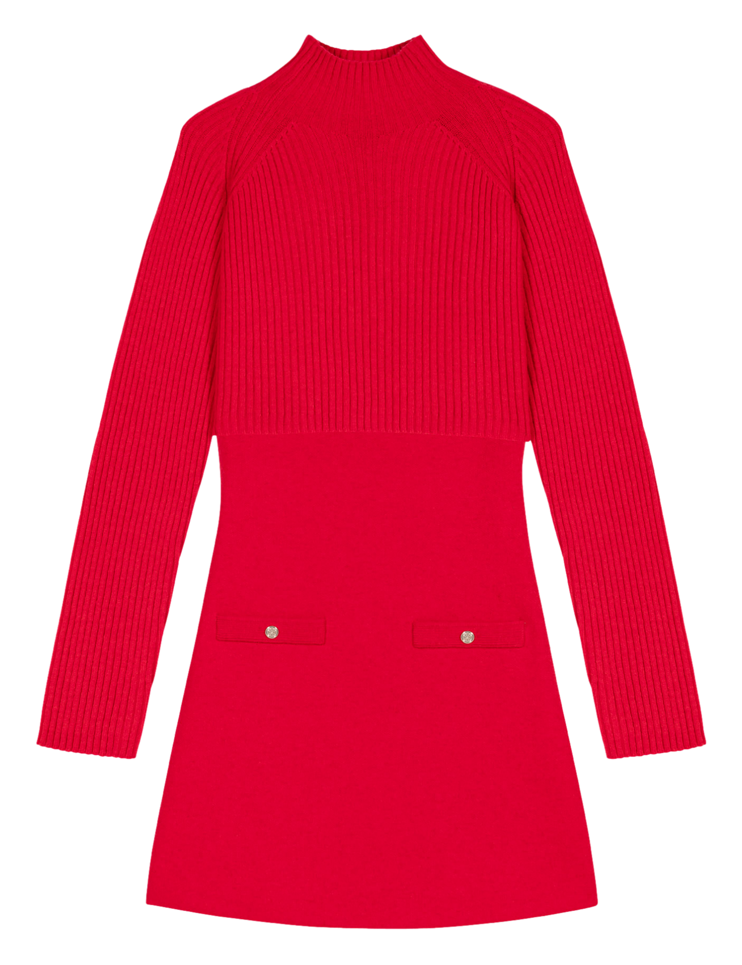 Robe courte à col montant | Rouge
