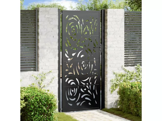 Portail de jardin noir 105x205 cm acier conception de flamme
