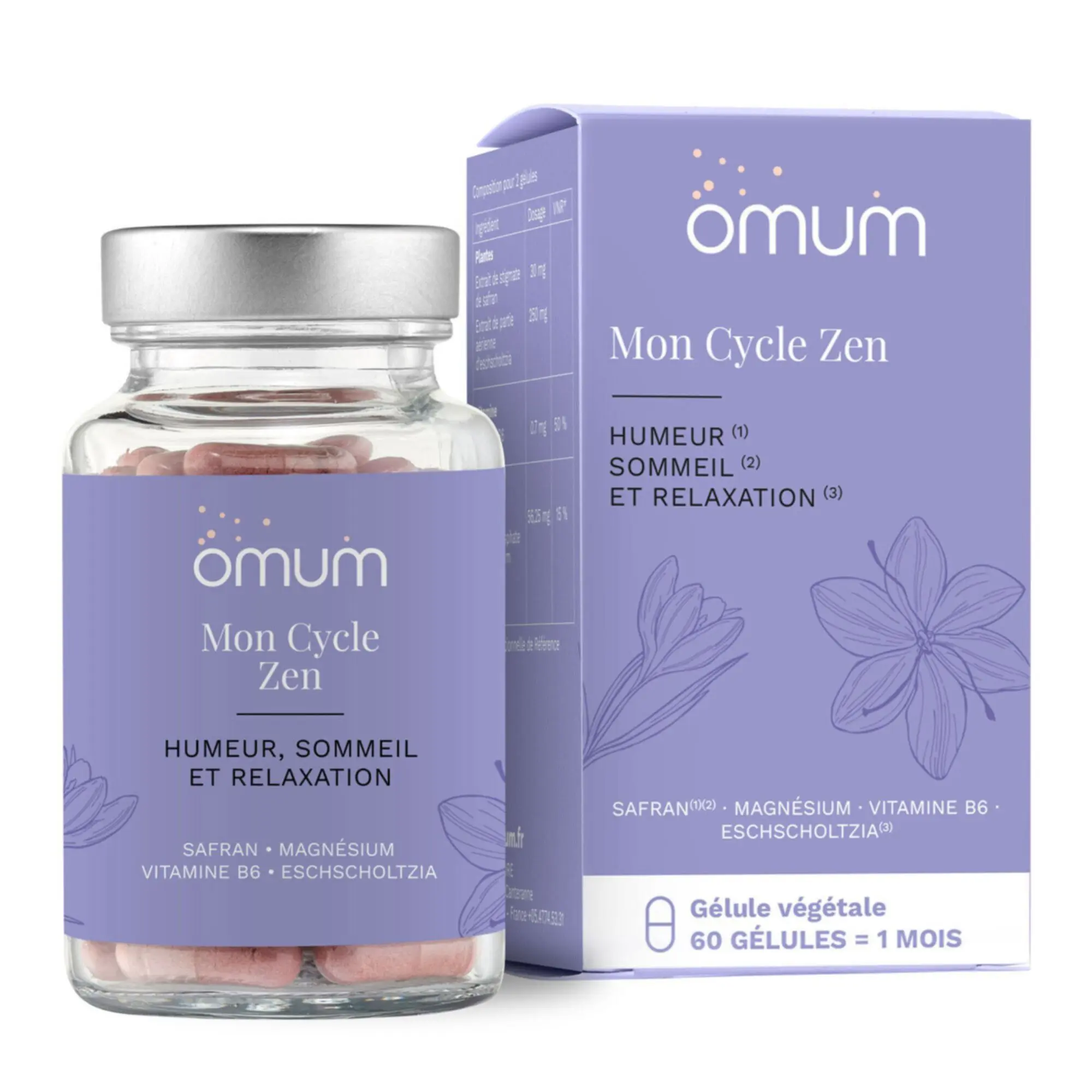 Omum - Mon Cycle Zen Humeur, Sommeil & Relaxation 60 Gélules - Complément alimentaire