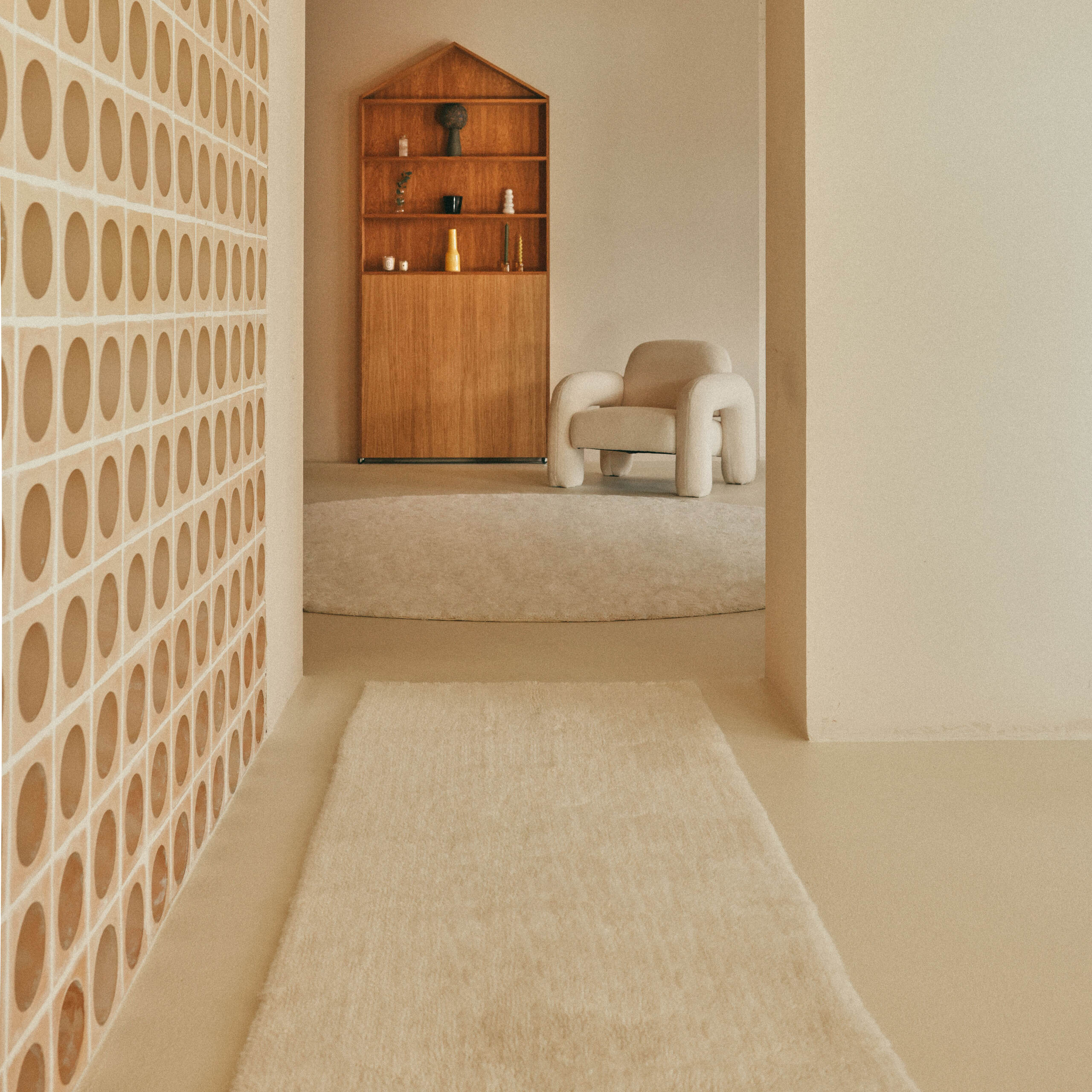LONGUE - Tapis rectangulaire en laine lavable | Beige