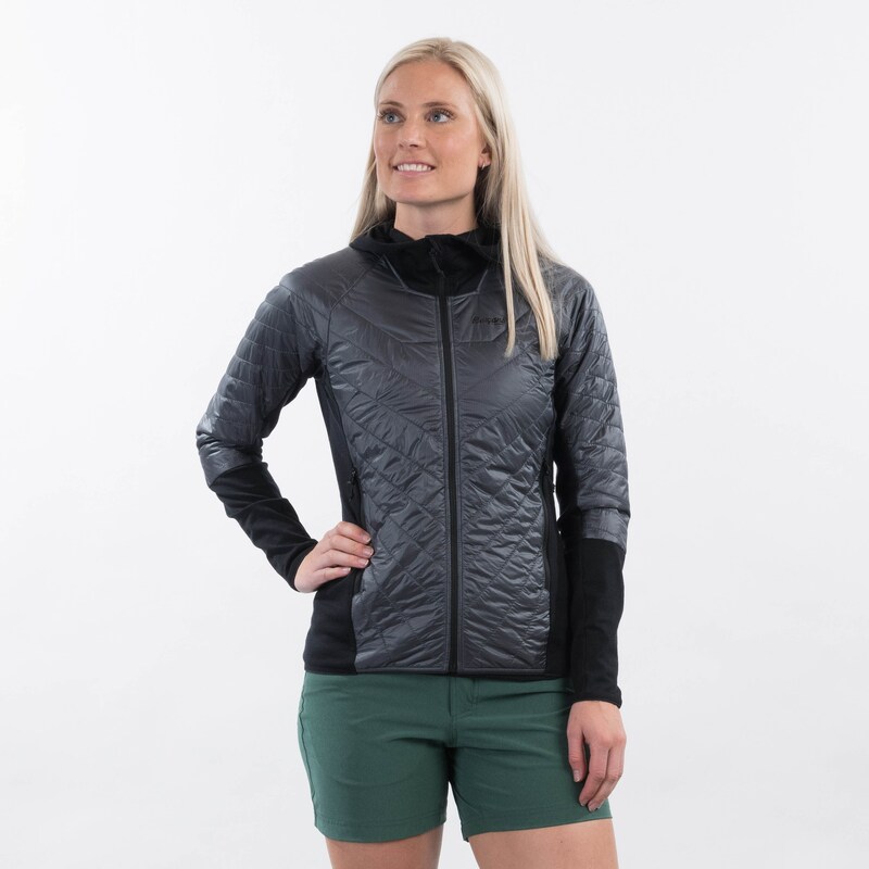 Cecilie Light Insulated Hybrid Jacket Dame Solid Dark Grey/Black