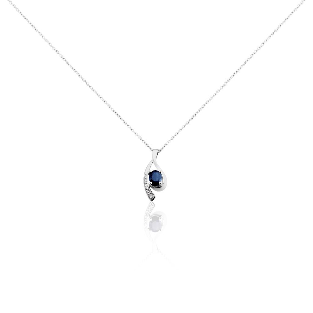 Collier Sagesse Or Blanc Saphir Et Diamant