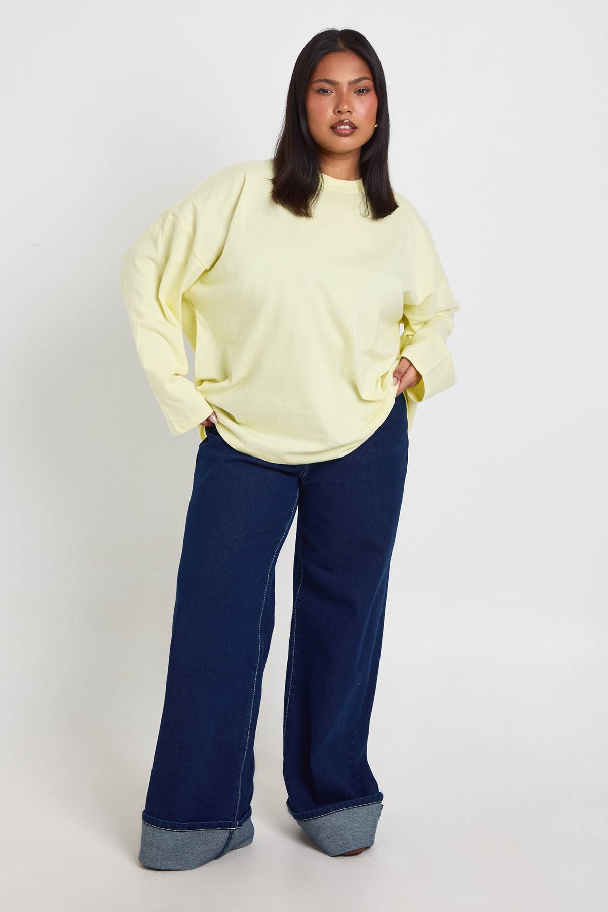 boohoo T-shirt Basique Oversize À Manches Longues Grande Taille