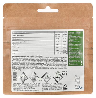 Dessert déshydraté Decathlon Nutrition Crumble framboise 50g
