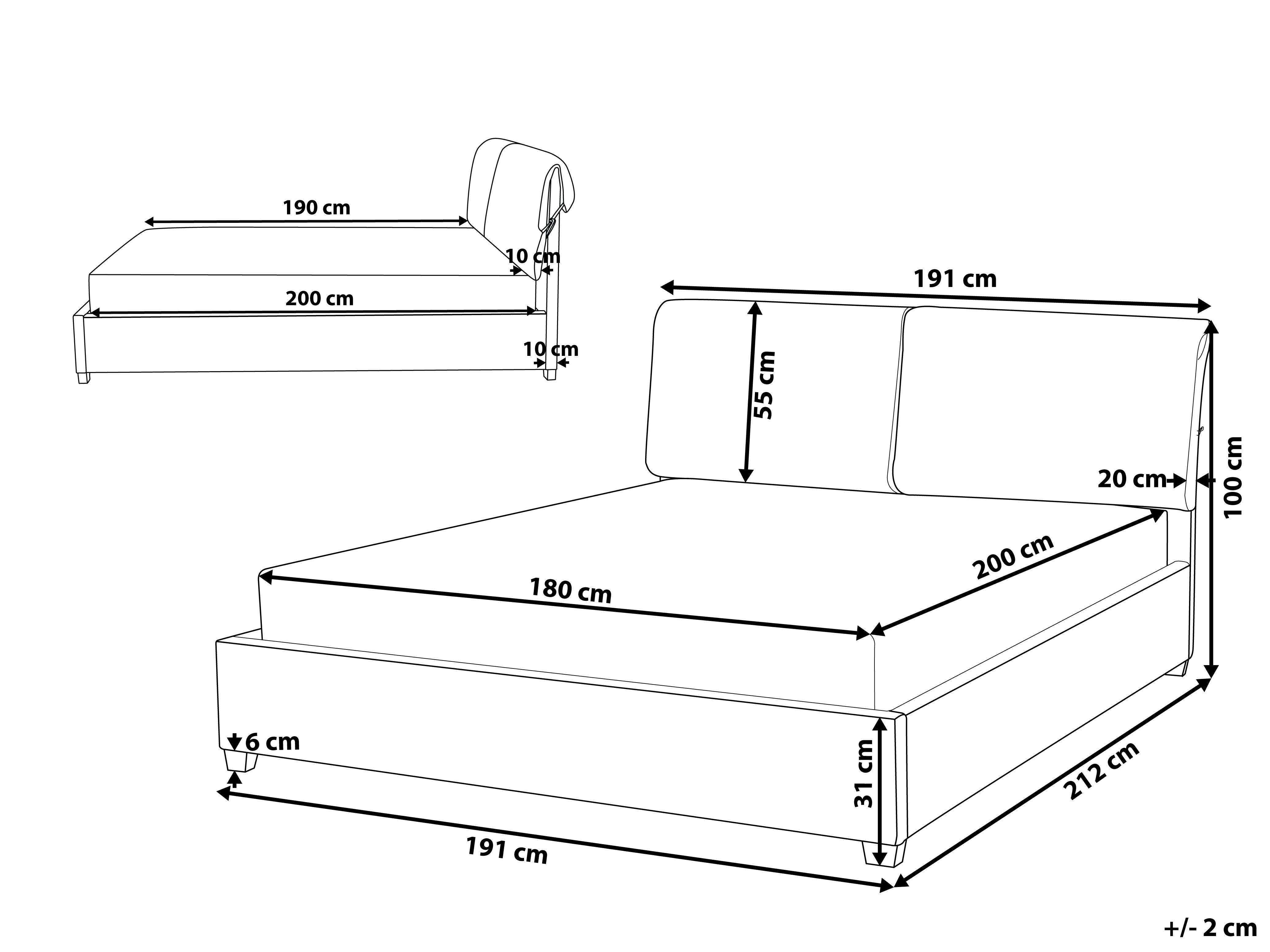 Bed Stof BELFORT 180 x 200 cm Lichtbeige