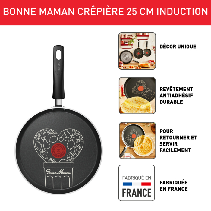 Poêle à crêpes Tefal Bonne Maman 25 cm - Induction