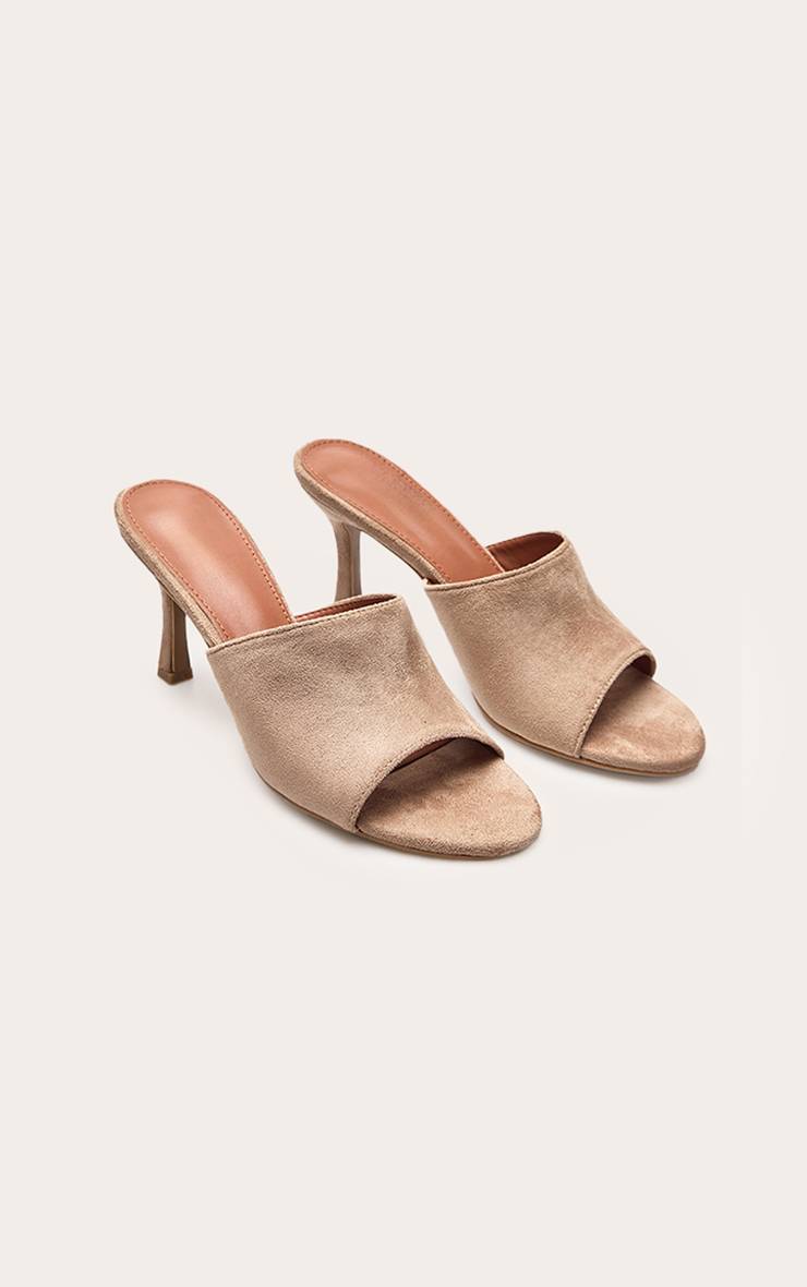 Nude Mules À Talons Bout Rond En Synthétique