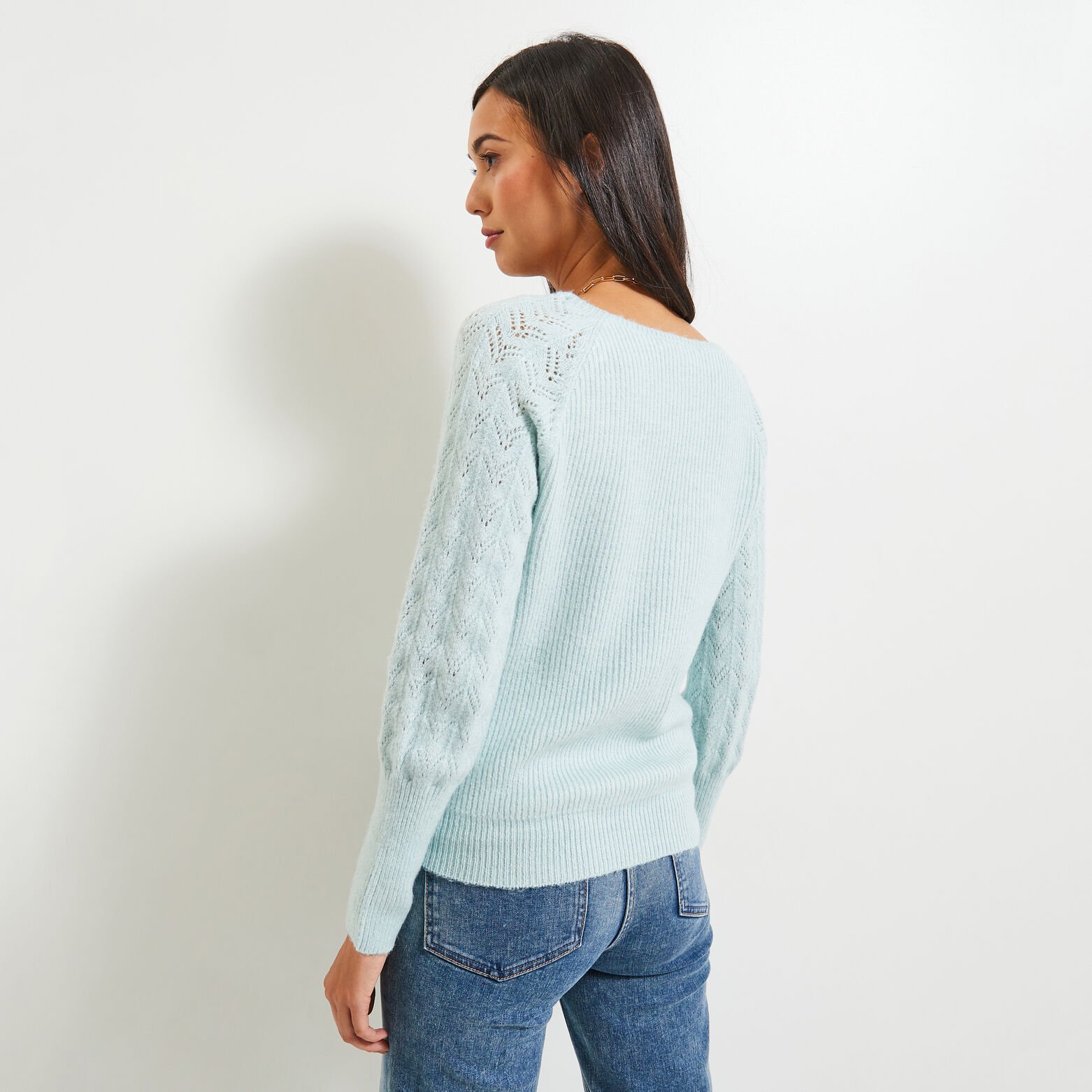 Pull col V femme