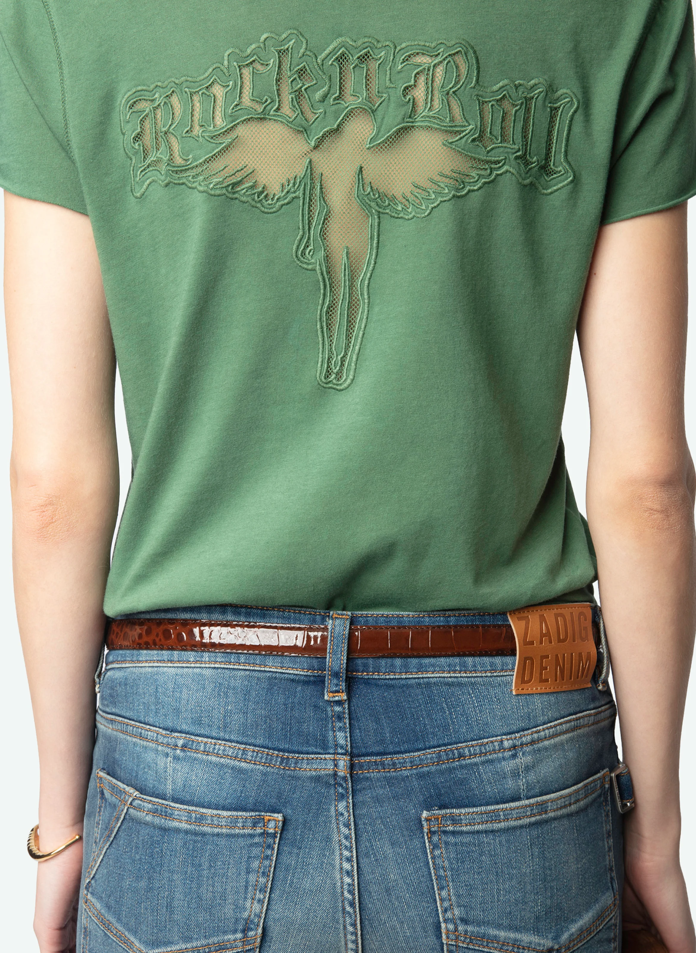 STORY - Tee-shirt droit en coton bio brodé | Vert