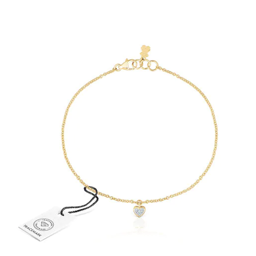 Pulseira de ouro e diamantes com motivo de coração para o Dia dos Namorados.