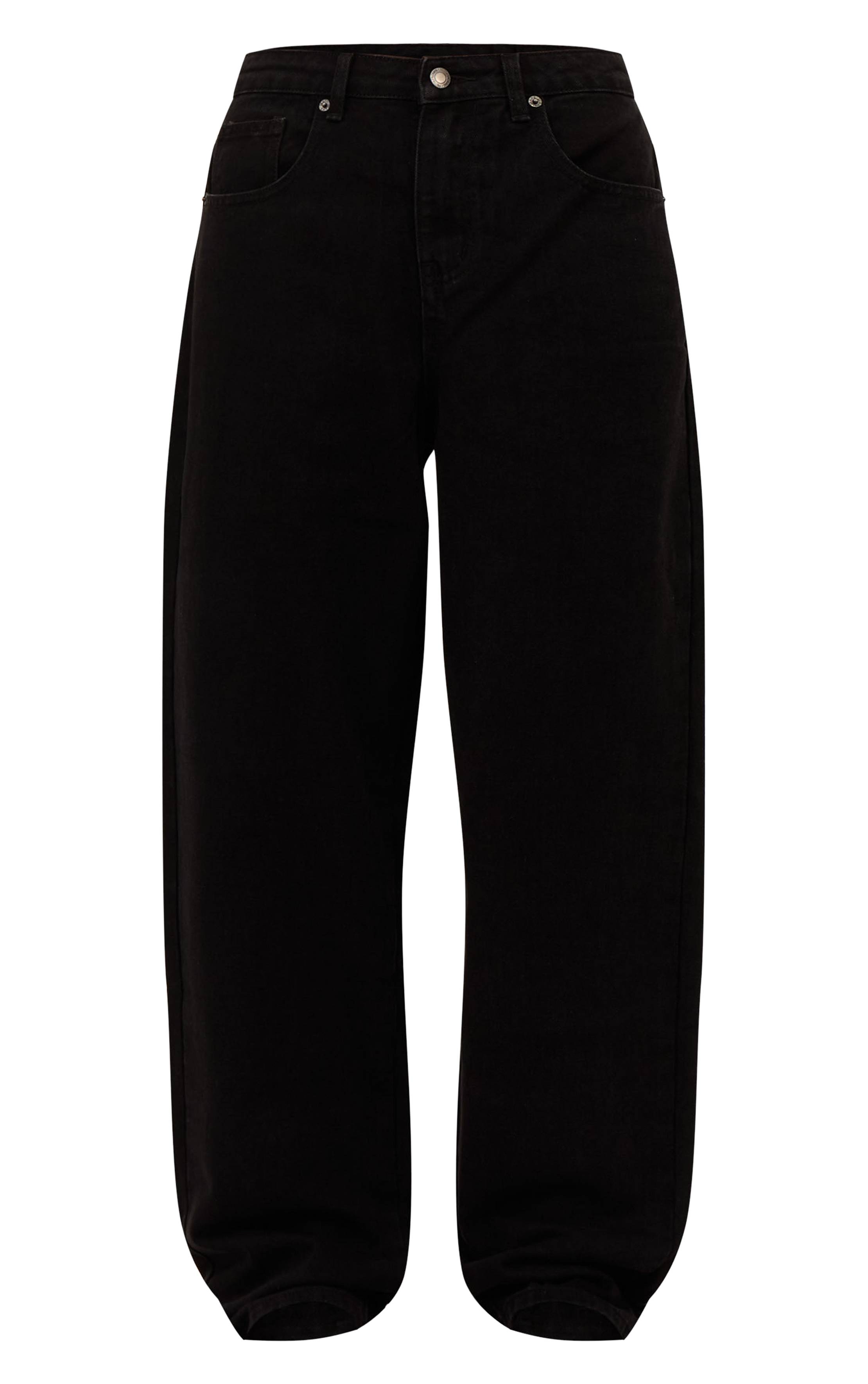 Deep Black Prettylittlething Jean Boyfriend Taille Haute