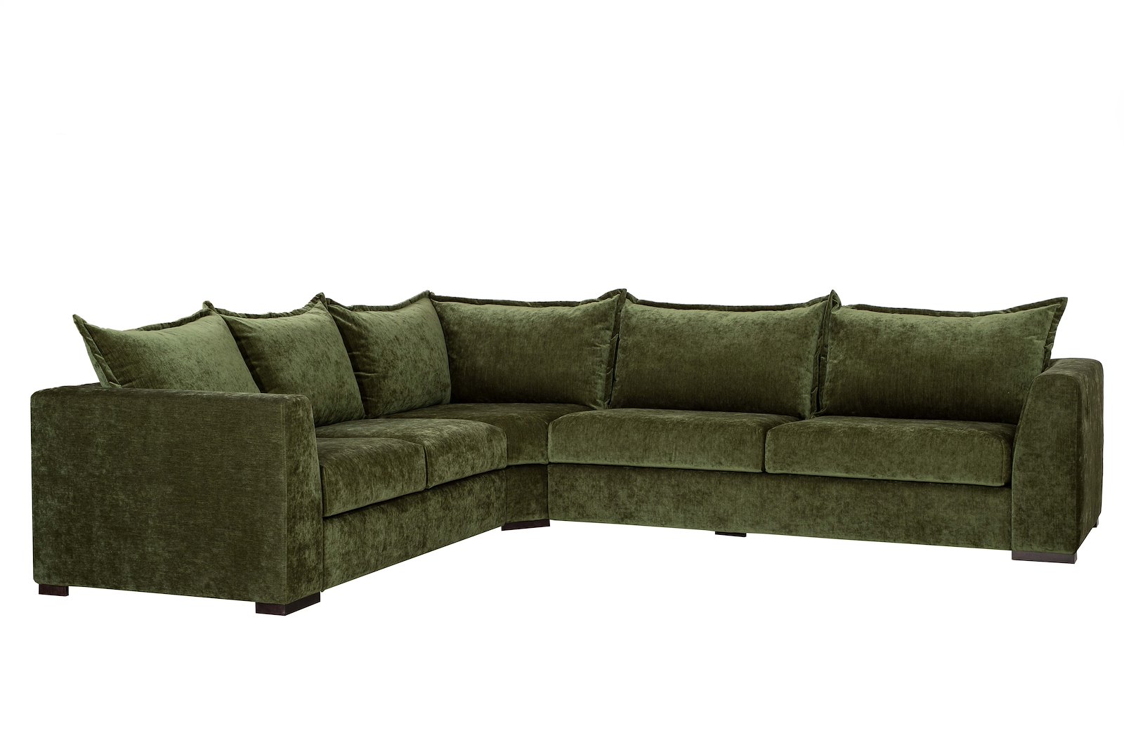Chillux hjørnesofa 23 hjørnesofa i tekstil Eros 16H6BK Dark Green med sorte ben