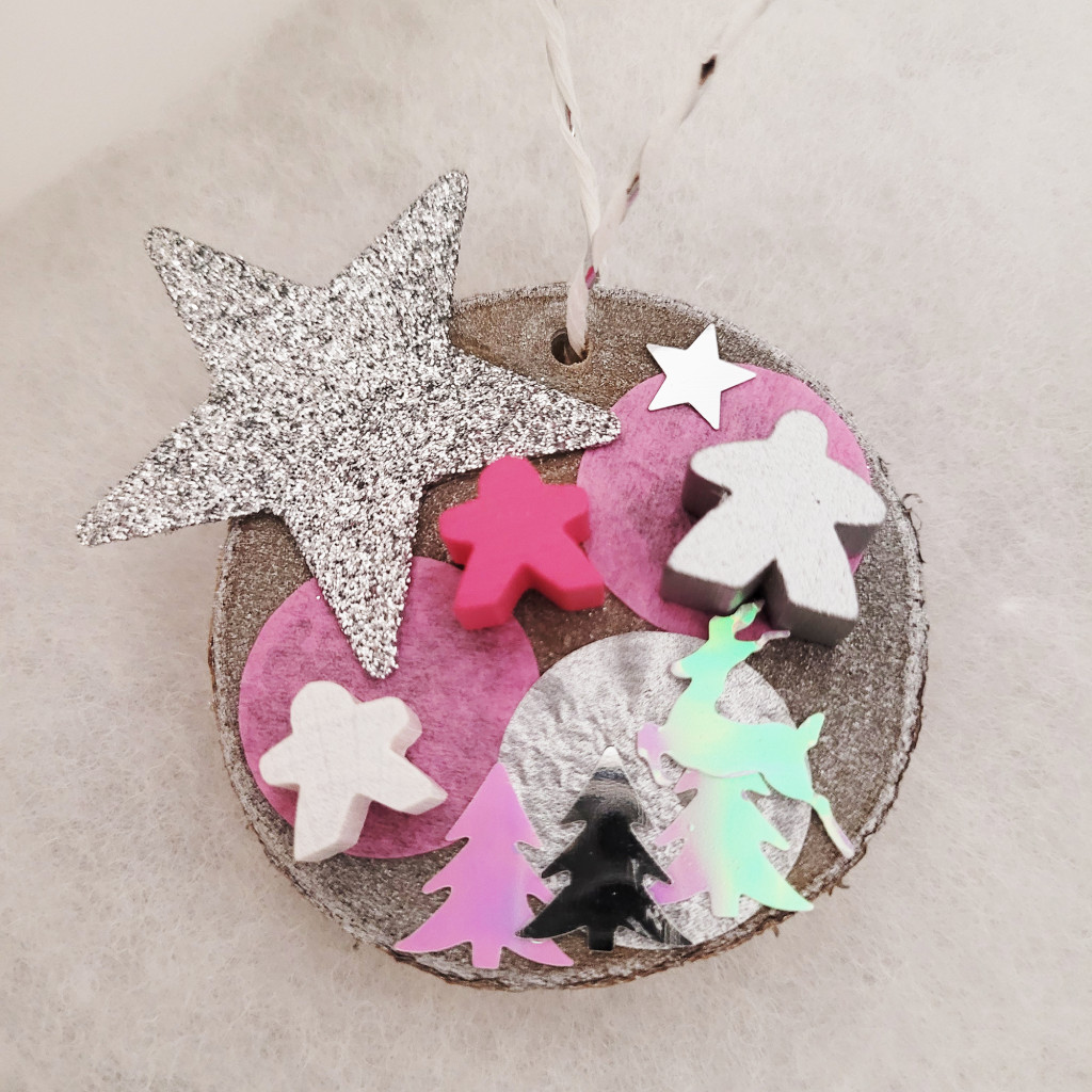 Boules de Noël rondin de bois - Rose
