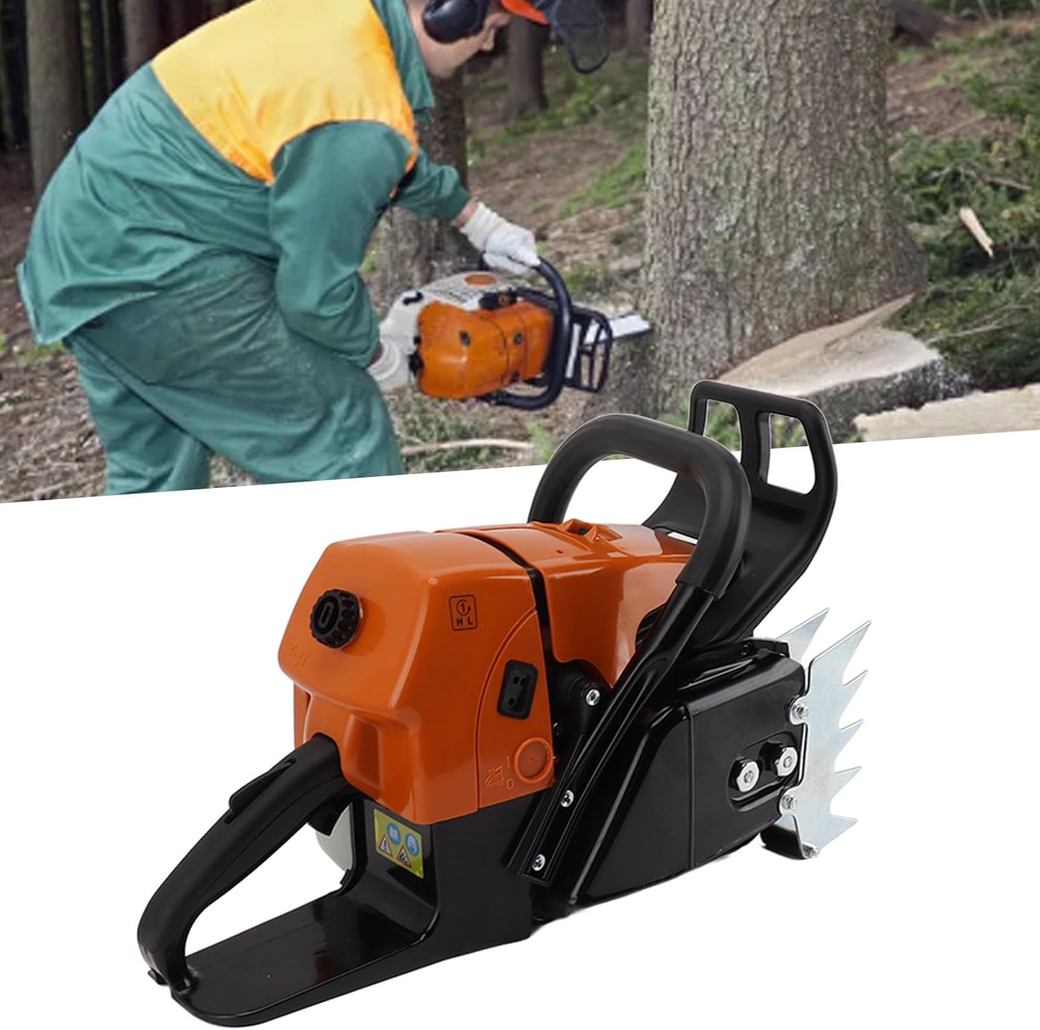 G660 Benzin-Kettensägen-Antriebskopf, Ergonomischer Griff, Kunststoff-Eisen-Start-Schnellstopp-Steuerung, mit Hilfsstartsystem für das Sägen von Bäumen und die Abholzung von
