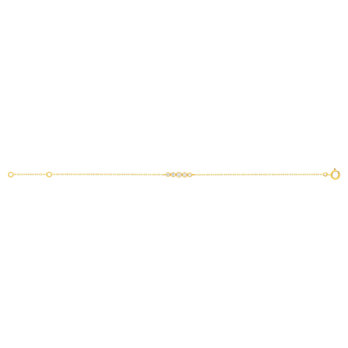 Bracelet or 375 jaune zirconias blancs 18,5 cm
